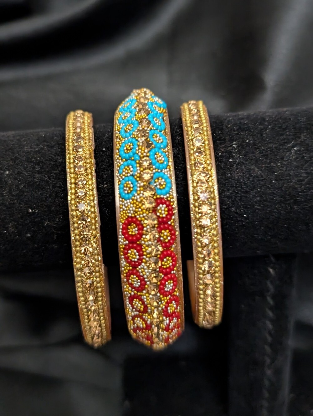#47. Set Of Color Rhinestone Bangles 2.4" - Picture 2 of 4